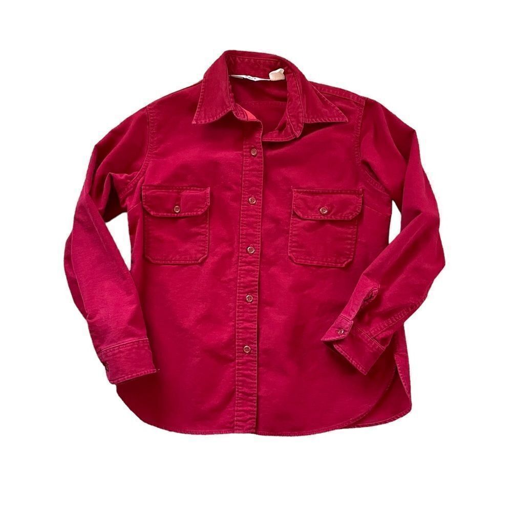 Vintage WOOLRICH Button Down Shirt Red Size Medium